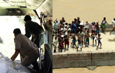 Air Force MI -17 Helicopters continue flood relief operations in Uttar Pradesh.