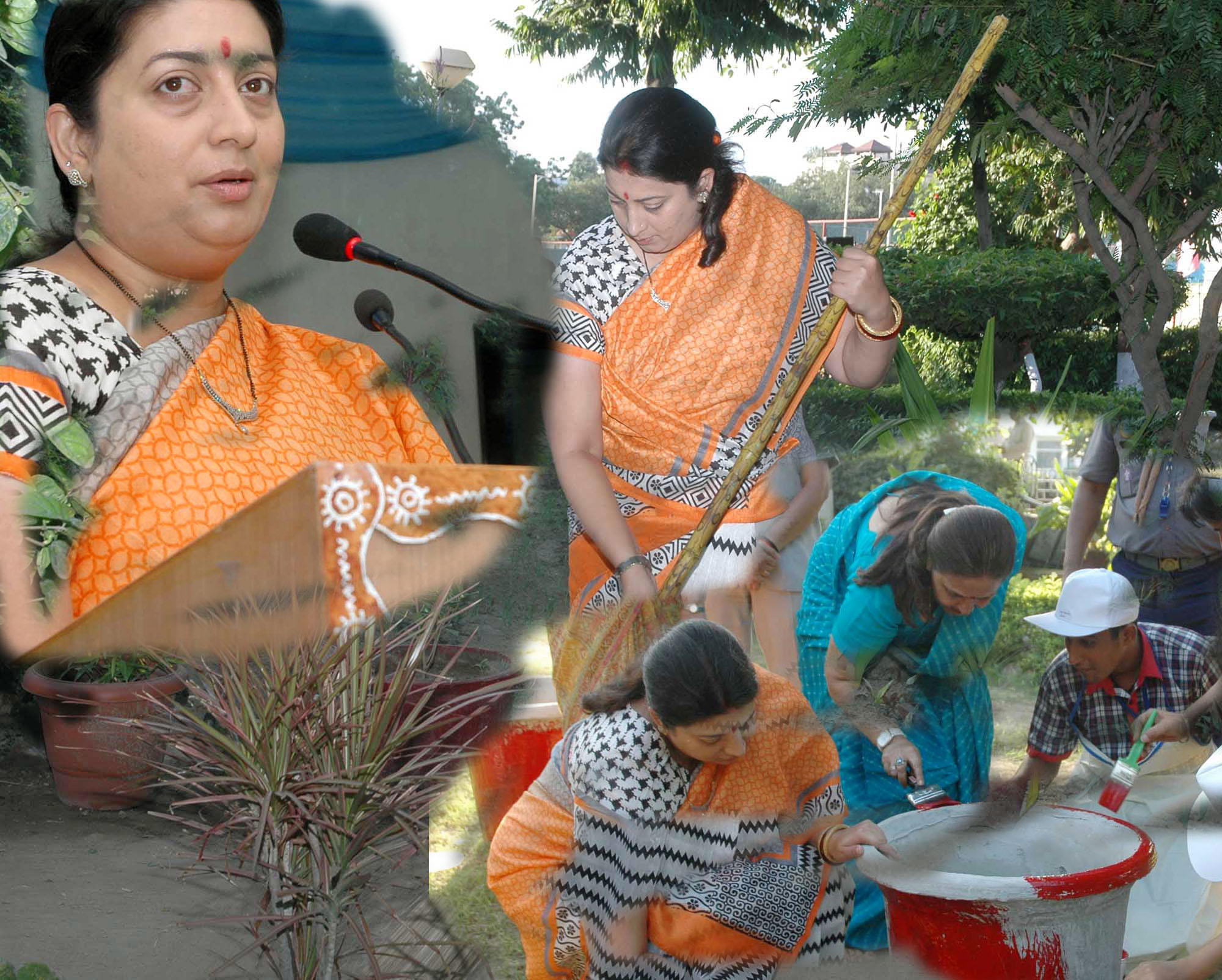 Smriti Irani initiating Swachh Bharat-Swachh Vidyalaya Campaign