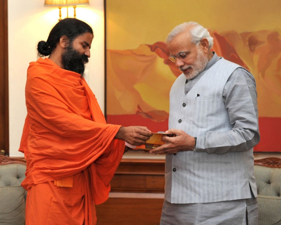 Baba Ramdev calling on the Prime Minister, Shri Narendra Modi