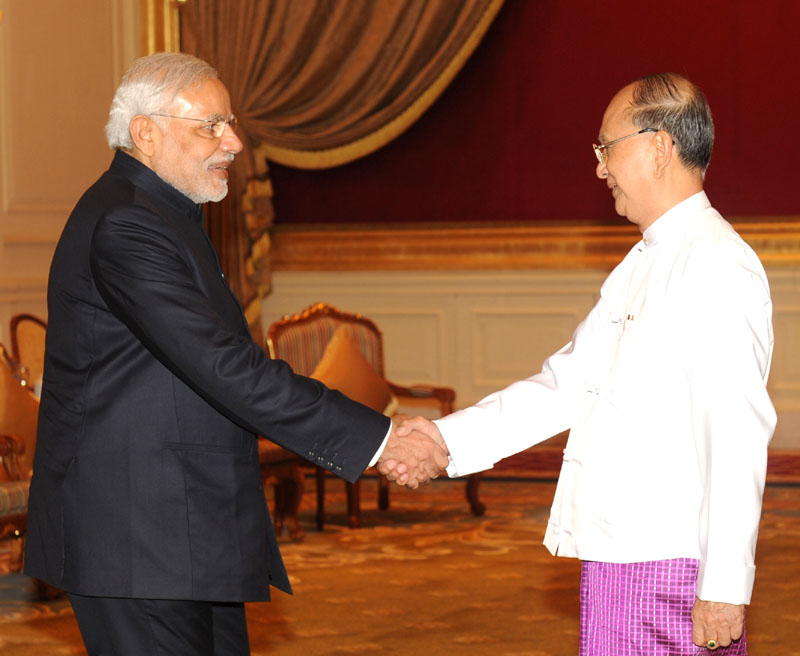 P M Narendra Modi calling on the President of Myanmar, Mr. U. Thein Sein, at Nay Pyi Taw,