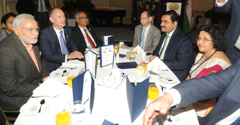P M Narendra Modi at the business breakfast hosted by the Premier of Queensland, Mr. Campbell Newman