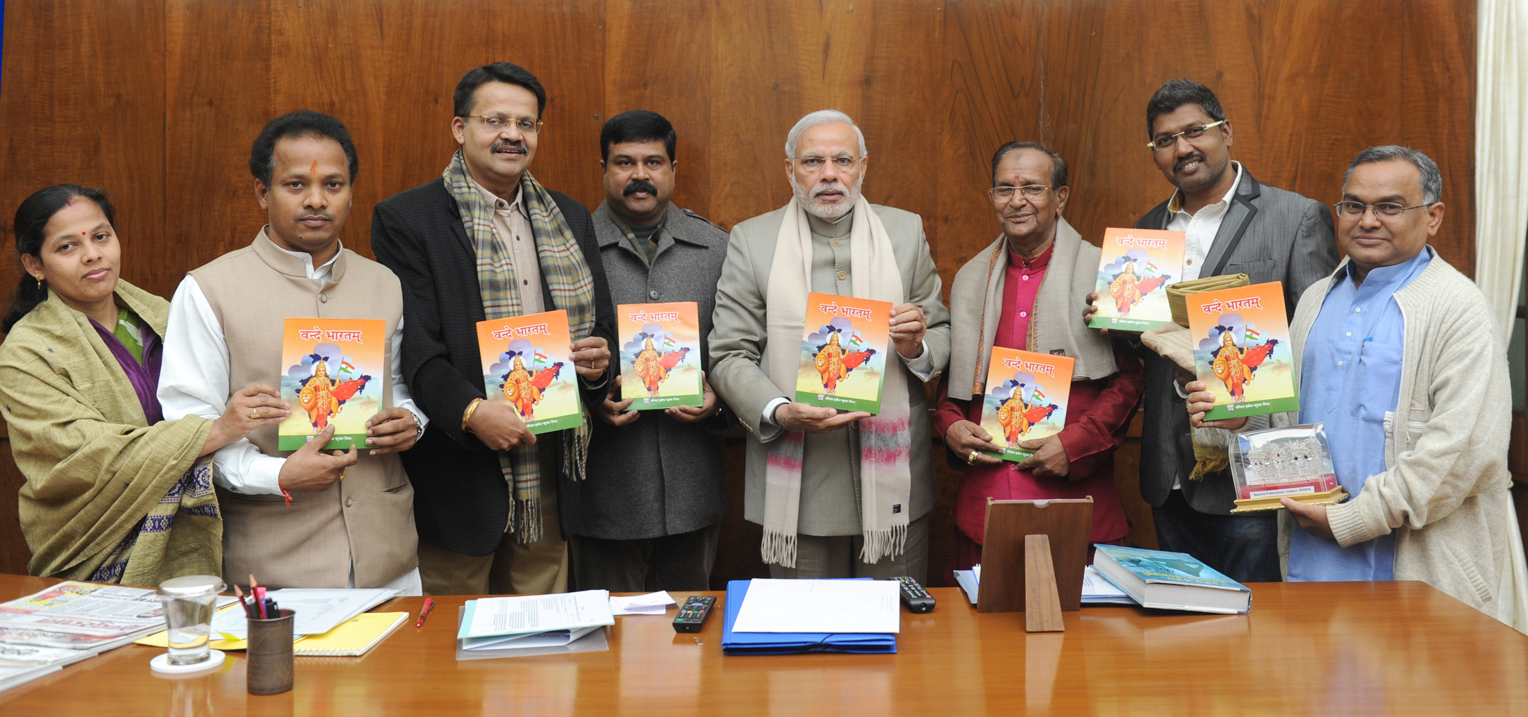 PM Narendra Modi releasing the book “Vande Bharatam”,