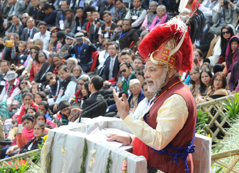 P M Narendra Modi addressing at the Hornbill Festival,