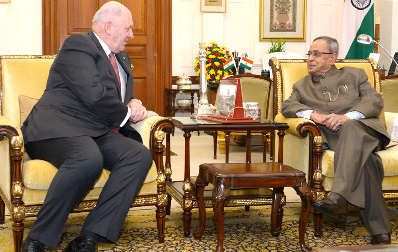 General Sir Peter Cosgrove calling on the Pranab Mukherjee,