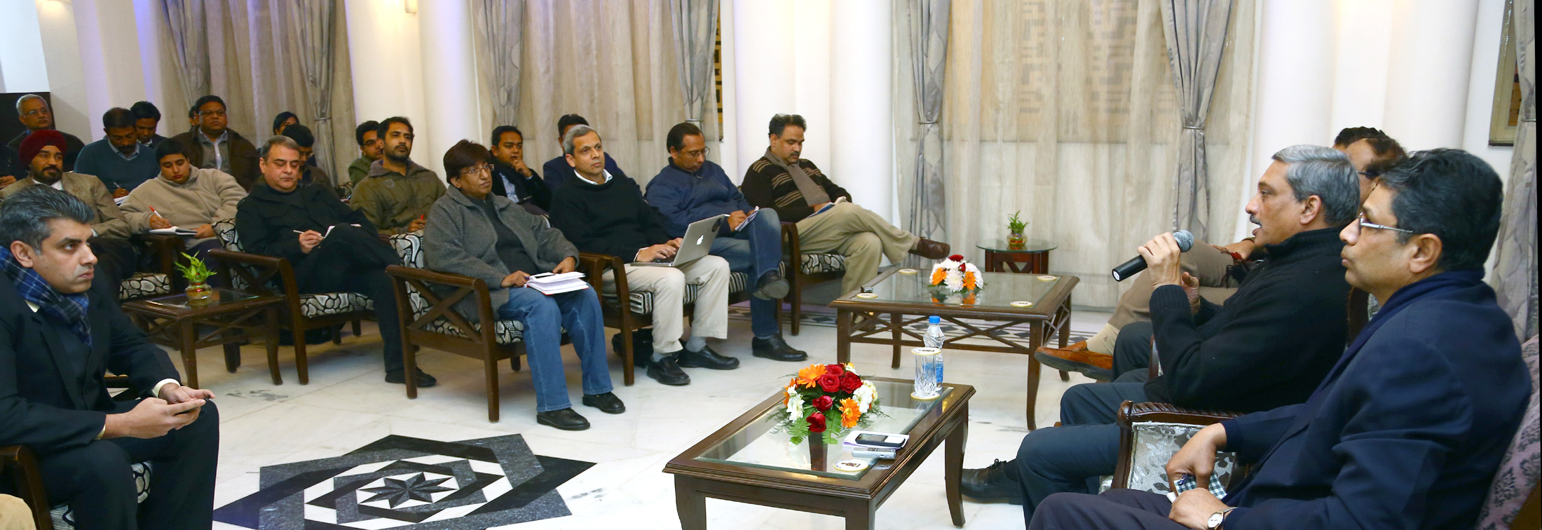 Manohar Parrikar addressing the media