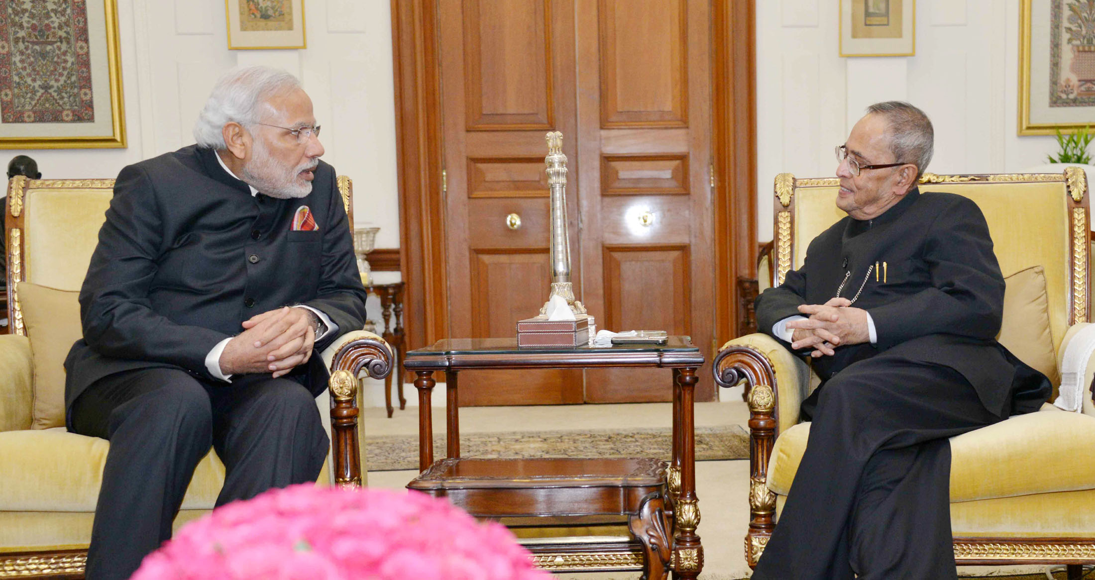 PM Narendra Modi calling on the President, Pranab Mukherjee and wishing him Happy New Year