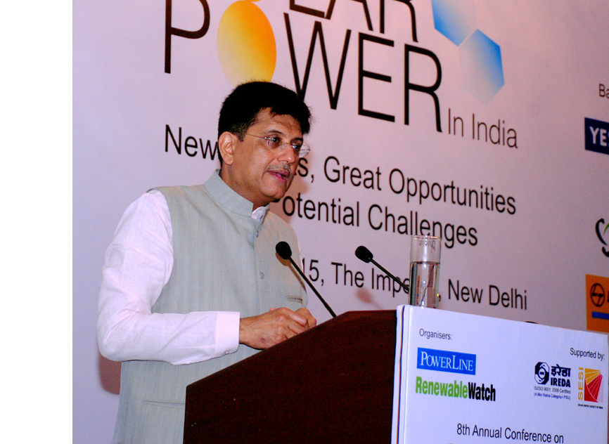 Piyush Goyal addressing the 8th Annual Conference on Solar Power In India