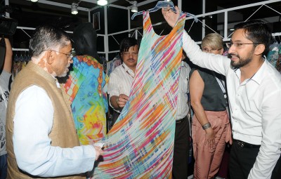 The Minister of State for Textiles (Independent Charge), Shri Santosh Kumar Gangwar visits after inaugurating the 55th India International Garment Fair, in New Delhi on July 13, 2015.
	The Secretary, Ministry of Textiles, Dr. S.K. Panda and other dignitaries are also seen.